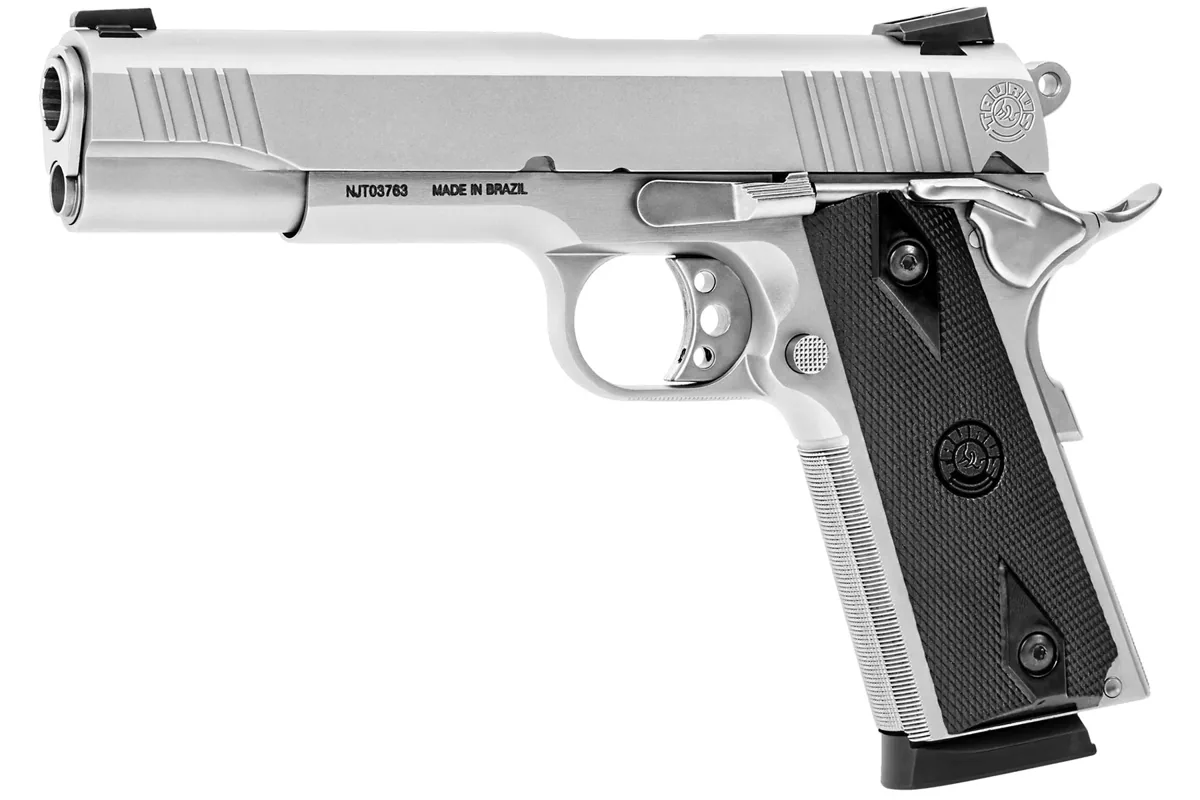 Taurus 1911 .45 ACP Matte Stainless, 8 Rounds — right quarter view