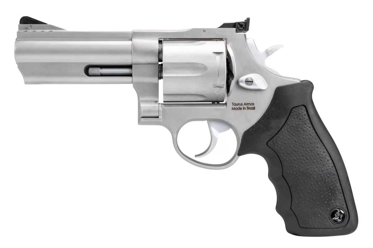 Taurus 44 4" Matte Stainless, 6-Shot — left side view