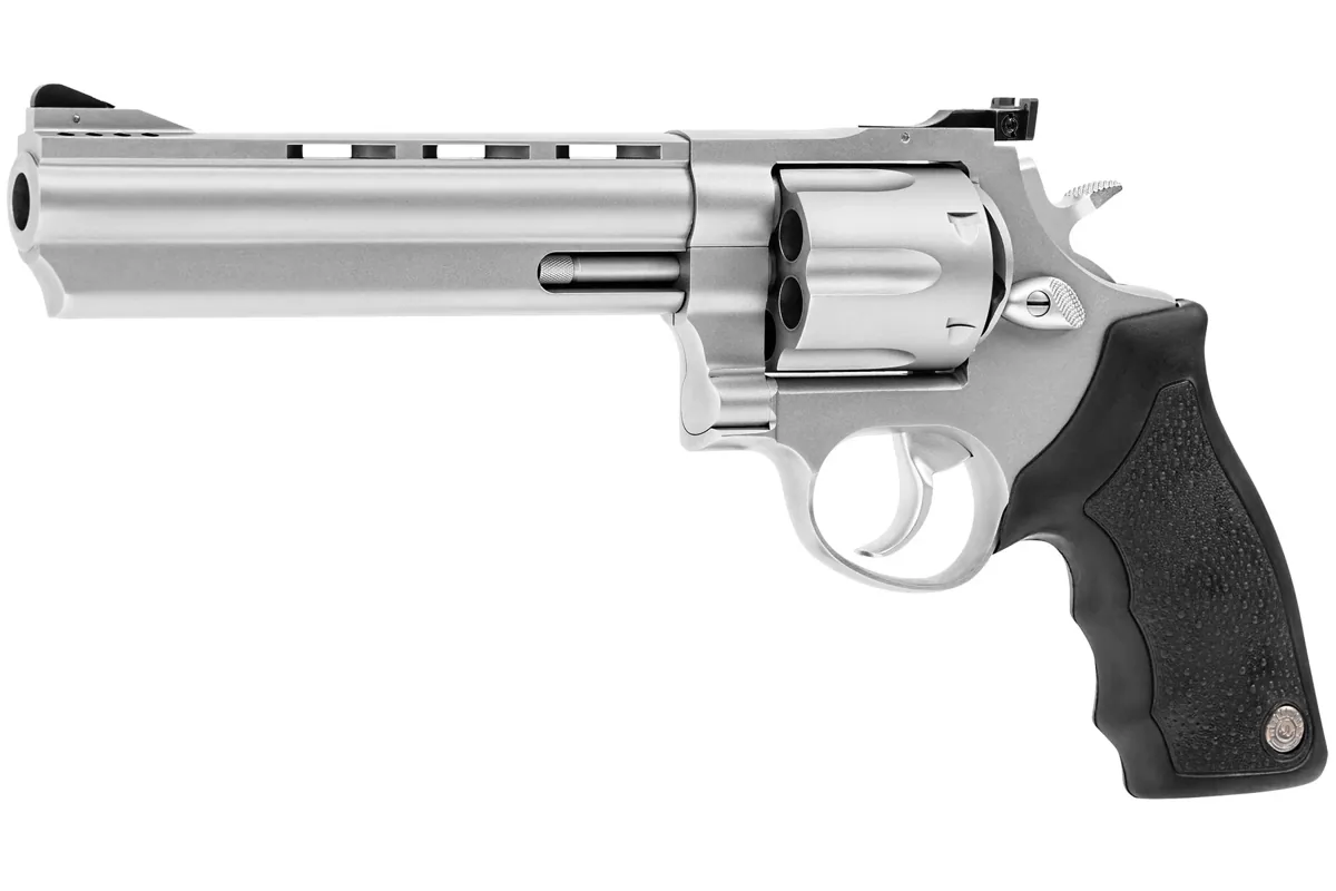 Taurus 44 6.5" Matte Stainless, 6-Shot — right quarter view