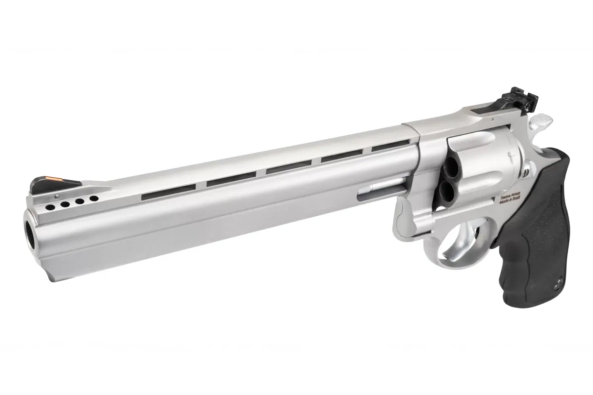 Taurus 44 8.37" Matte Stainless, 6-Shot — right quarter view