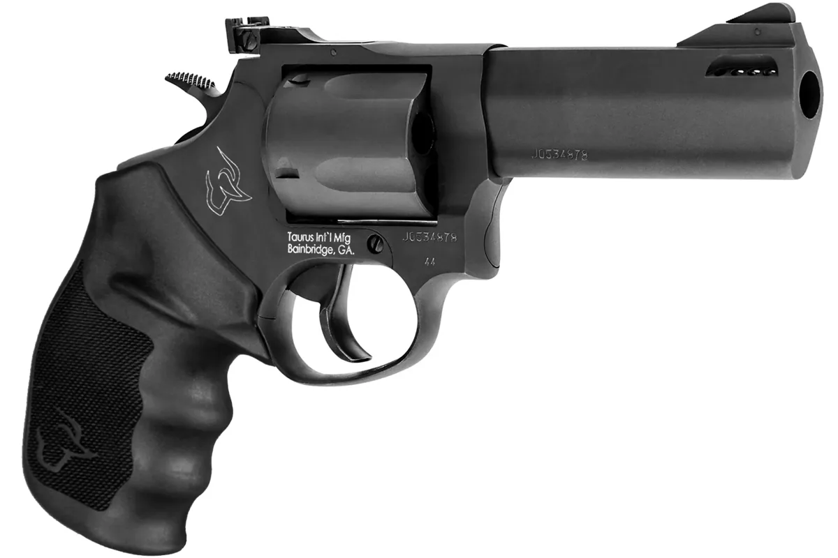 Taurus 44 Tracker 4" Matte Black Oxide, 5-Shot — right quarter view