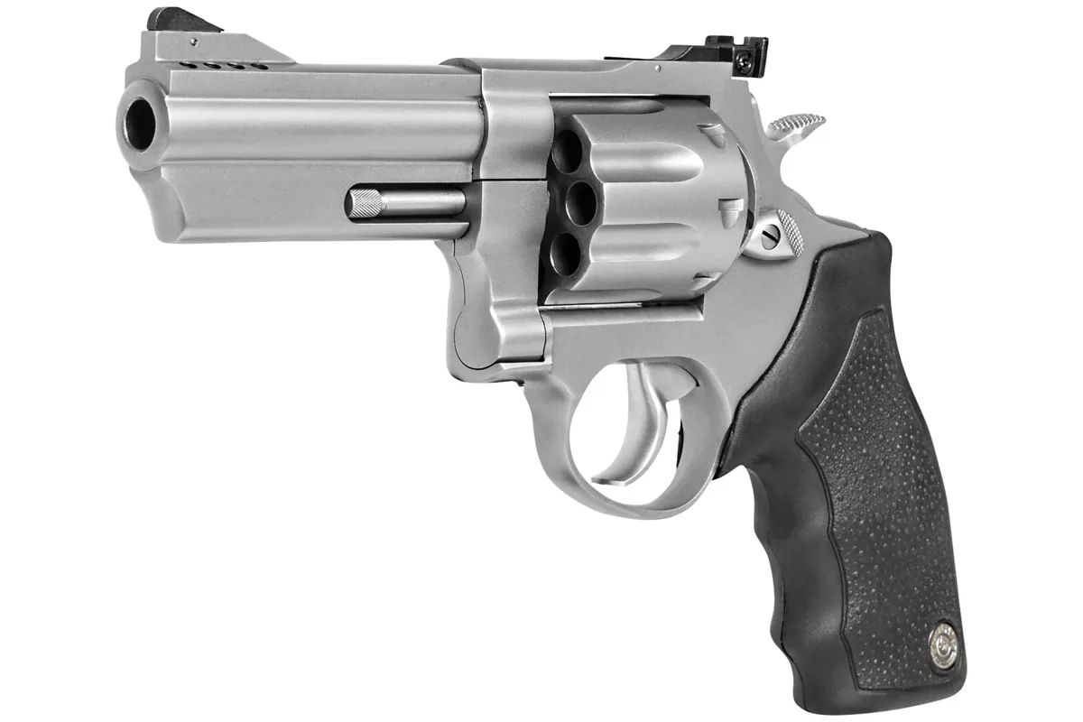 Taurus 608 .357 Mag 4" Matte Stainless, 8-Shot — right quarter view