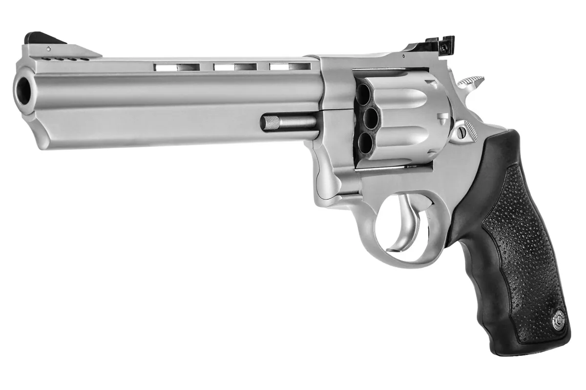 Taurus 608 .357 Mag 6.5" Matte Stainless, 8-Shot — right quarter view