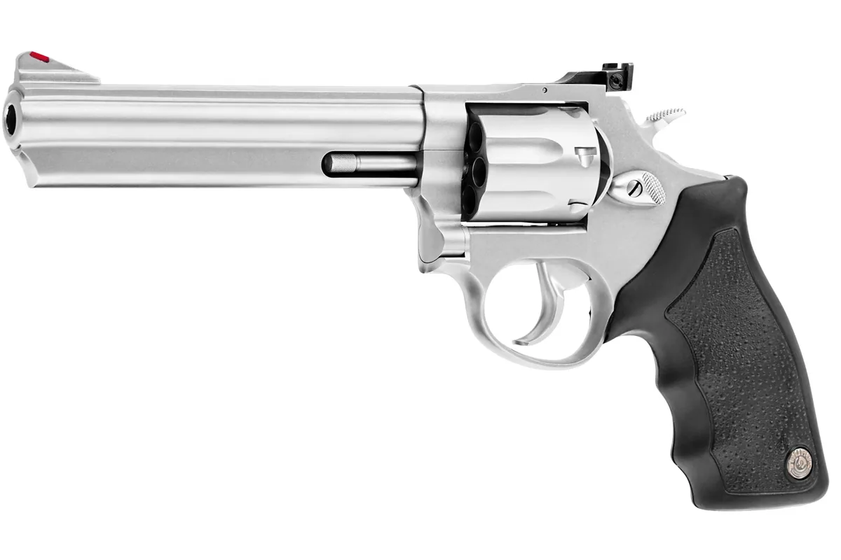 Taurus 66 .357 Mag 6" Matte Stainless, 7-Shot — right quarter view