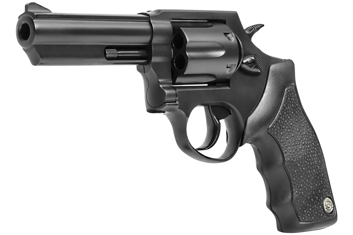 Taurus 82 .38 Special 4" Matte Black Oxide, 6-Shot — right quarter view