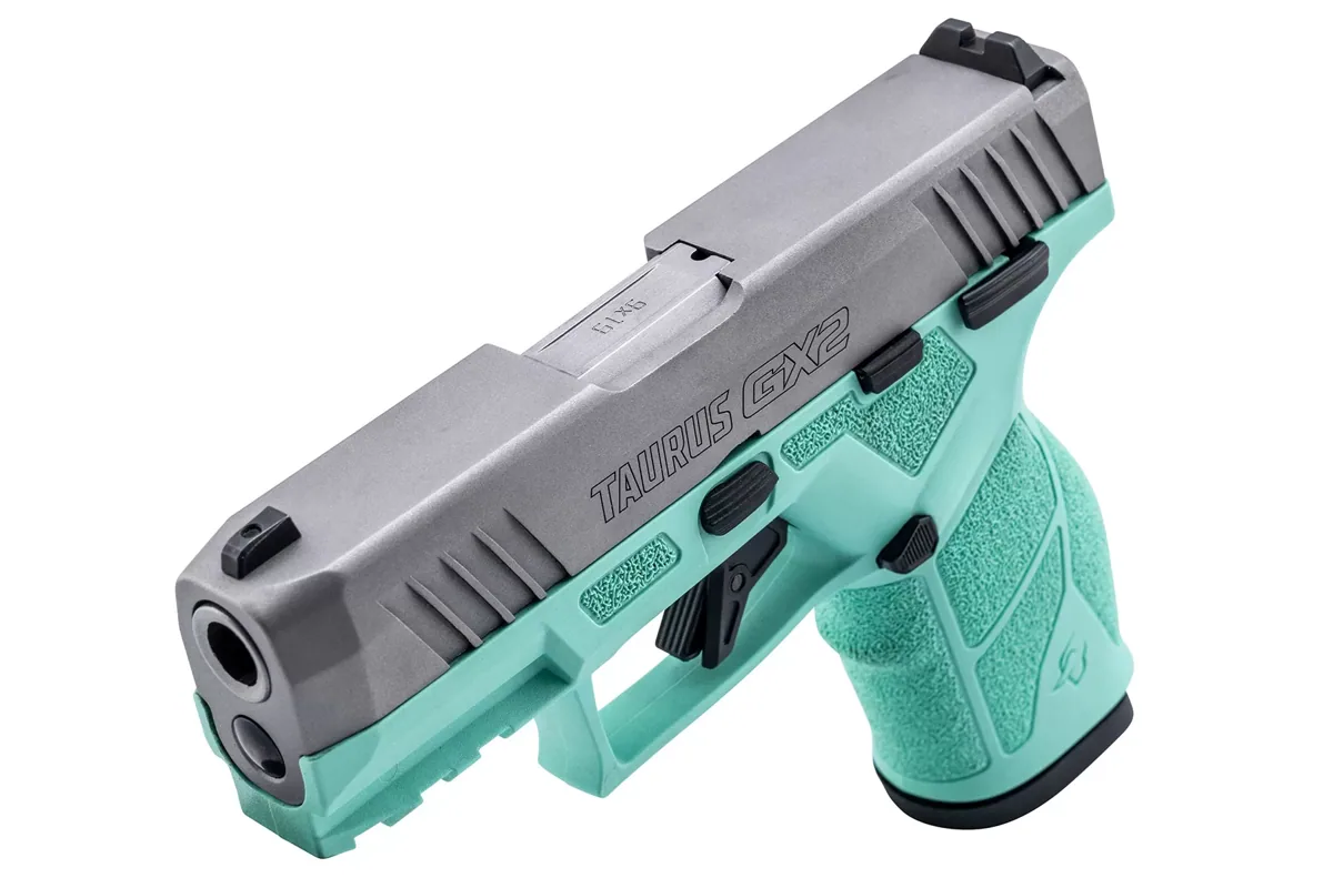 Taurus GX2 9mm Cyan, 13 Rounds — right quarter view