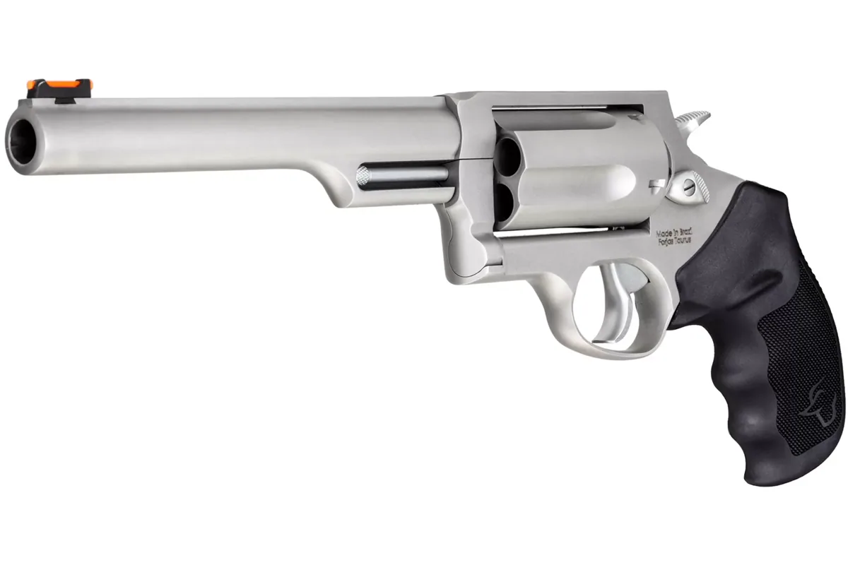 Taurus Judge .45 Colt/.410 6.5" Matte Stainless, 5-Shot — right quarter view