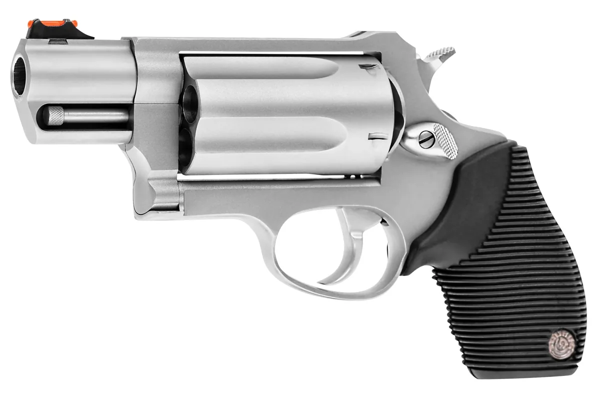 Taurus Judge Public Defender .45 Colt/.410 2" Matte Stainless, 5-Shot — right quarter view