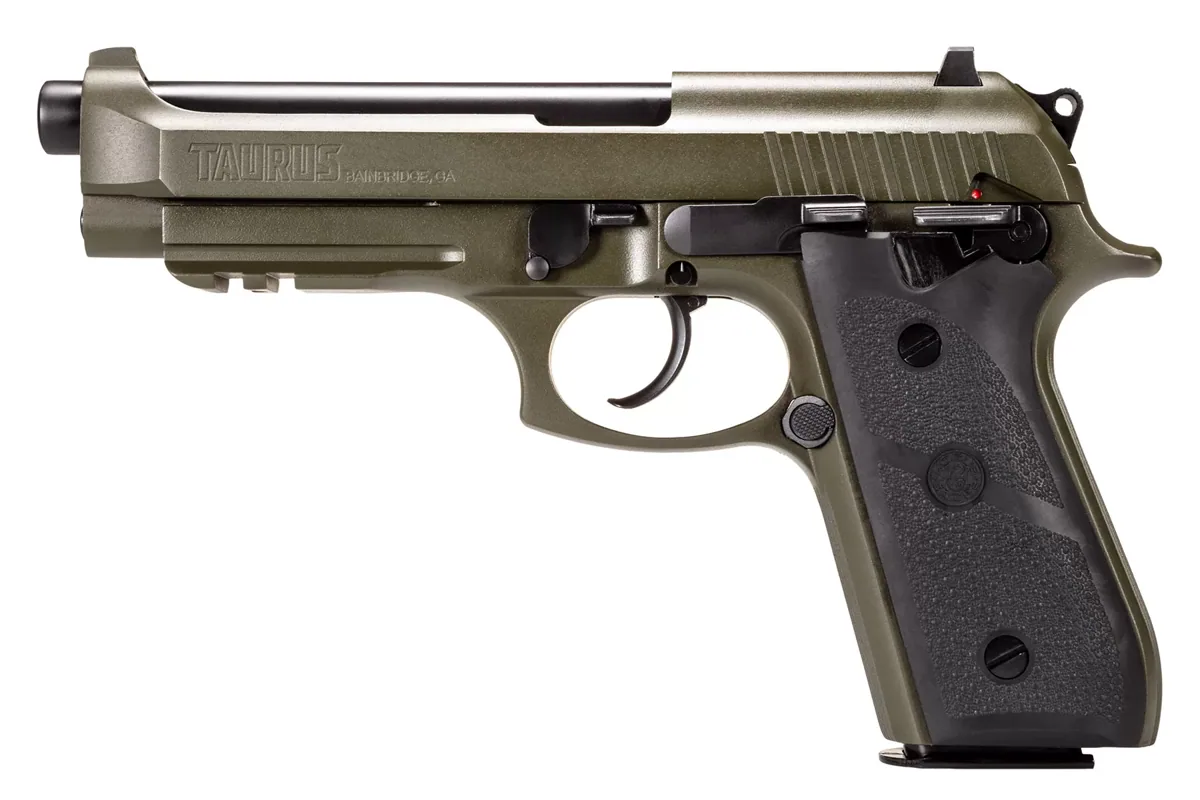 Taurus PT92 9mm Cerakote OD Green, 17 Rounds — left side view