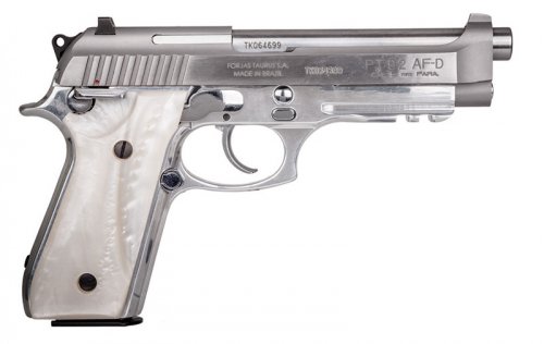 Taurus - PT92, 9mm, 5" Barrel, Fixed Sights, Stainless, White P